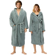 Robe de chambre peignoir d'intérieur polaire microfibre capuche poches ceinture