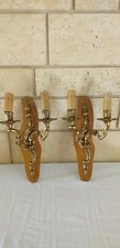 ANCIENNE PAIRE D'APPLIQUE BRANCHES EN LAITON OÙ BRONZE ? LOUIS XV SUPPORT/BOIS  