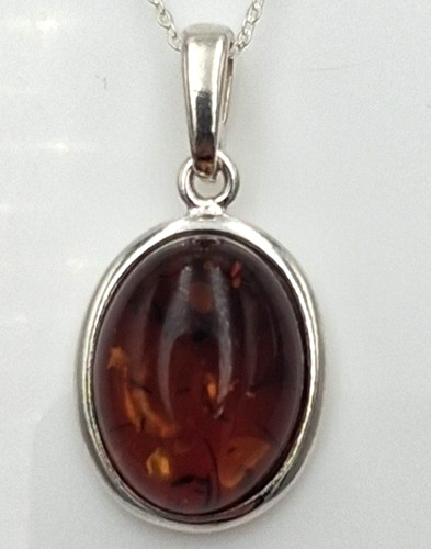 Pendentif ambre cognac - ambre,
