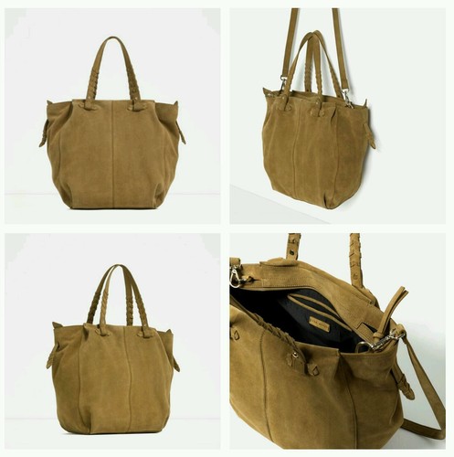 Zara mustard leather tote ref - leather,
