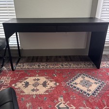 Black-brown Ikea Desk With Two