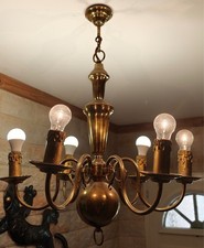 lustre ancien 6 branches doré en super état.