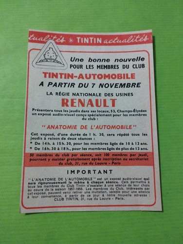 Publicite tintin automobile - publicite,