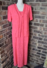 K Studio Women's  Size 10 Pink Dress 2 Piece Dress With Jacket Vintage Maxi BA