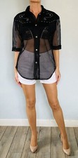 Chemise oversize en résille western country Rock & Roll Cowgirl - Vintage 1990s