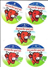 Etiquette de fromages ; 5 VACHE QUI RIT NEUVES 3ème série