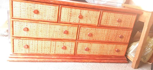 Commode vintage rotin et - commode,