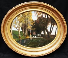 Tableau ovale encadré paysage