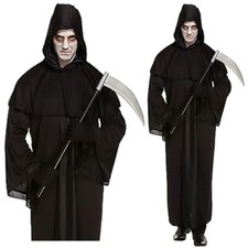 Costume D'Halloween Pour Homme Adulte Grim Reaper Mort Noir À Capuche