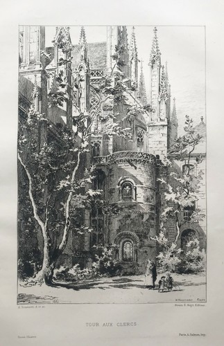 Gravure rouen tour aux clercs - tour,