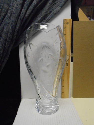 Lenox crystal vase leaves - crystal, 11"