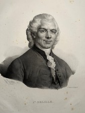 JACQUES DELILLE Portrait LITHOGRAPHIE Grevedon DELPECH XIX°