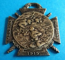 MÉDAILLE Commémorative en métal "JOURNÉE DU POILU 1915"  Graveur BARGAS 