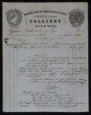 Facture 1874 MOREUIL MANUFACTURE de BONNETERIE COLLINET MICHON  149
