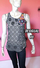 Desigual Taille 34  Haut top tee shirt débardeur noir femme polyester