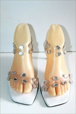 UAD MEDANI  Sandales à Brides Transparentes Cuir Blanc T 37.5 TBE