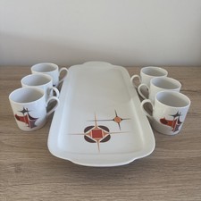 Service 6 tasses à café + plateau porcelaine Victoria Bavaria W. German - 60’s