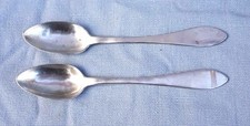   French Sterling Silver J F Kirstein Pair Dessert Coffee Spoons 1838 Strasbourg