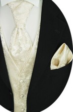 Beytnur Gilet Cravate Pochette de Mariage, Cravate N°34.1 Taille 44-62 & 90-114