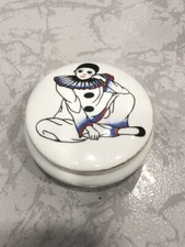 Boite à bijoux porcelaine ancienne Pierrot - Boite vintage médicaments ou autres