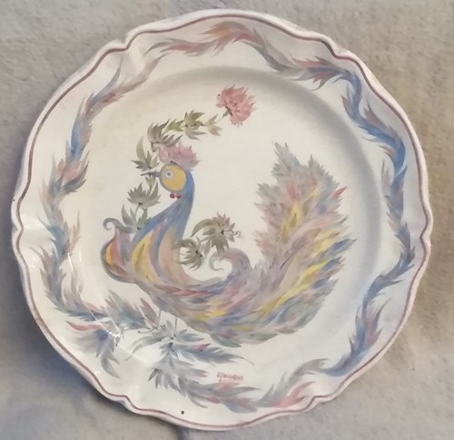 Plat rond assiette signée - plat,