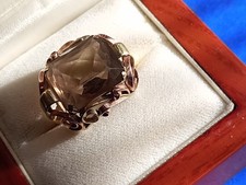 bague 2 or 18 carats quartz fumé 