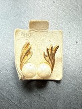 Ancienne Paire De Boucle D’oreille Plaquer Or Createur Art Déco perle vagues