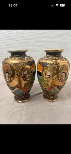 Paire vases satsuma anciens - de,