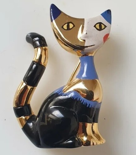 Broche doré chat micio lune - broche,