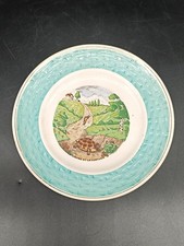 Assiette Faïence Vintage Fable de La Fontaine "Lievre et la tortue"