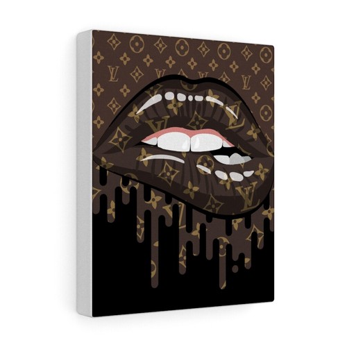 Brown drip lips canvas - lips,