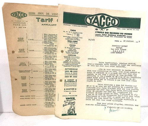 Ancien document huile yacco - document,