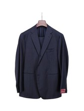 Sartoria Partenopea Napoli à Chevrons Costume Bleu Laine 110's 44 US / 54 Ue