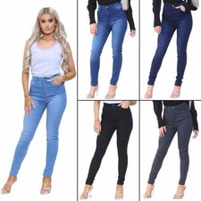 Femmes Enzo Jeans Moulant Stretch Slim Taille Haute Pantalon Skinny