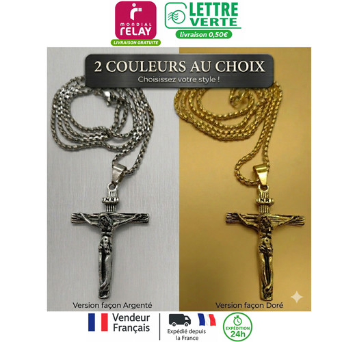 Collier pendentif croix - collier,