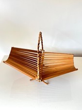 Corbeille Fruits Pliante Vintage Bambou Folding Fruit Basket Mid Century 1950s