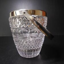 Seau glaçons verre cristal métal inox vintage art déco table maison France N7791