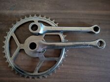 Pédalier vélo vintage ancien acier chromé a clavettes 40 dents manivelle 15 cm
