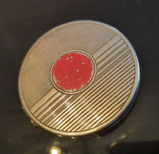 ANCIEN POUDRIER DE SAC VINTAGE ROND EN METAL ARGENTE AVEC MIROIR