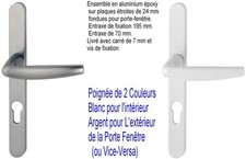 HOPPE,Poignées Porte Fenêtre Cylindre,Blanc/Argent,Complet,Prêt à Poser,ATLANTA