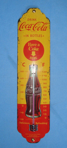 Thermomètre coca cola jaune - thermomètre,