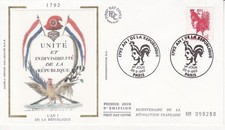 Enveloppe 1er jour An I de la République 1992 Soie FDC 1