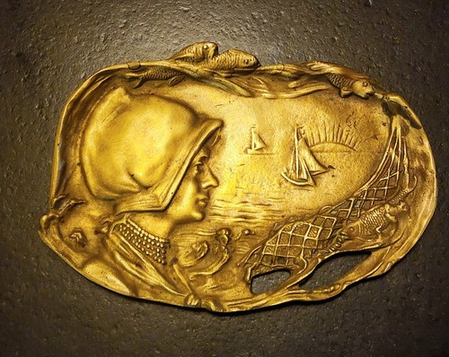 Bronze pêcheur femme art - pêcheur,