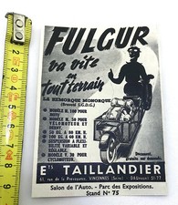 ANCIENNE AFFICHE PUBLICITAIRE AUTOMOBILE REMORQUE MOTO FULGUR
