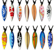 Collier Surfeur Planche de Surf Peint à la Main Bois Surfboard Pendentif HK30