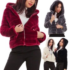 Fourrure Femme Écologique à Capuche Fermeture Éclair Écho Veste Gilet VB-7657