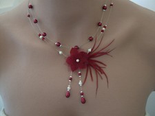 Collier original Crème Ecru /Bordeaux  p robe d Mariée/Mariage fleur pas cher
