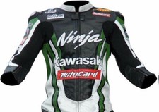 KAWASAKI NINJA Veste en Cuir Moto Course Biker Cuir Veste Hommes Moto Cuir Veste