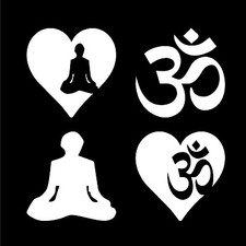 2688 ProSticker Lot de (quatre) décalcomanies yoga 4" - symbole méditation Namaste blanc 