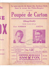 FOLIES-BERGÈRE REVUE 1929 PARTITION POUPÉE D CARTON SORBIER AMATO RAG DOLL BROWN